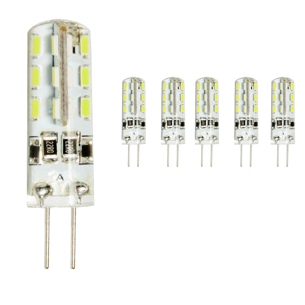 Mengjay Cold White 5 Pack G4 Led Bulbs Cool White – 2 W 12 V Dc (Equal To 20 Watt Bulb)/120 Lumen / 6000 Kelvin / Energy Class A +