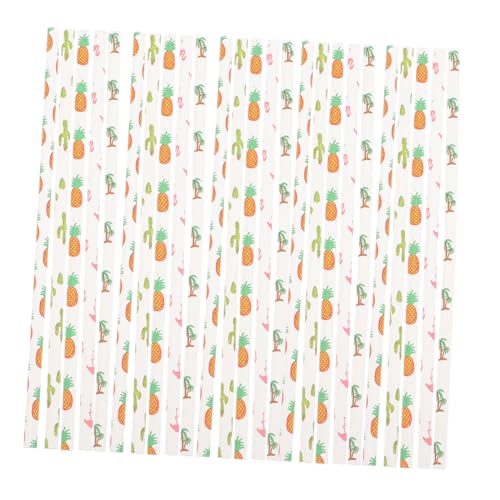 Pitillos de papel desechables con diseños tropicales 100 pcs miniatura 1
