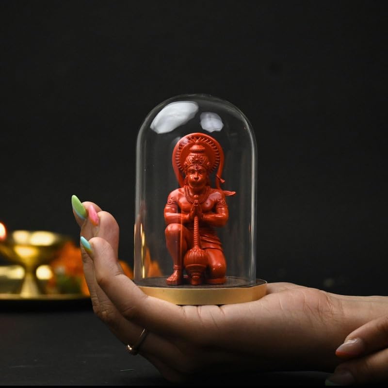 Image of Mahabali Hanuman Idol Small Divine Murti for Mandir, Car Dashboard, Home & Office | Resin Lord Hanuman Statue for Pooja, Vastu & Festival Gifting (Orange Look)