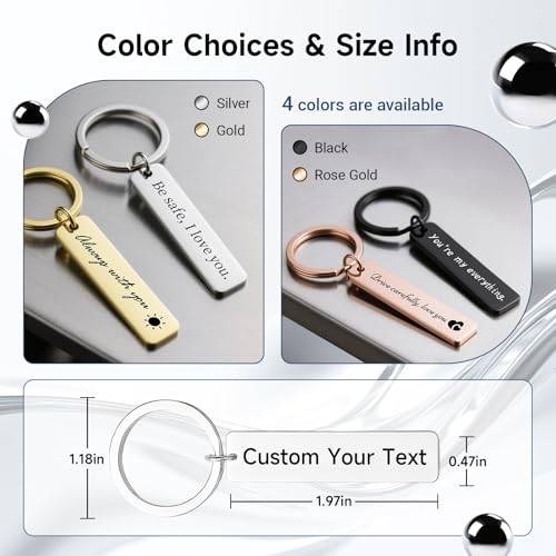 Custom Keychain - Personalized Double-Sided Engraved Name or Text Keychains, Customized Gifts for Men Women - Image 3