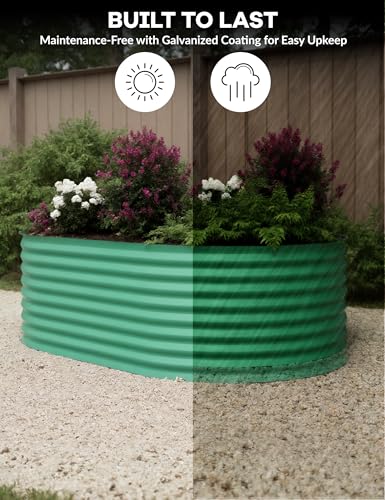 8x4x2ft Galvanized Raised Garden Bed - 24“ Tall Metal Planter Box for Vegetables, Flowers, Herbs, Rust-Resistant Outdoor Garden Box, Easy Assembly Raised Beds for Gardening, Green