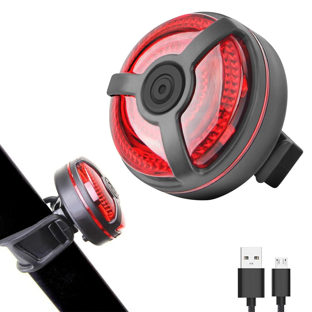 Proberos® USB Bike Light High Brightness Red LED Rear Light IPX4 Waterproof Bike Tail Light Outdoor Riding Safety Red Warning Light with 5 Lighting Mode, Up to 7-15 Hours Prolonged Illumination