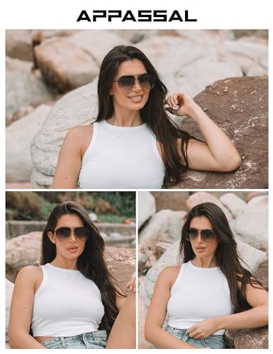 Retro Aviator Sunglasses for Women Mens Double Bridge 70s Shades AP37383