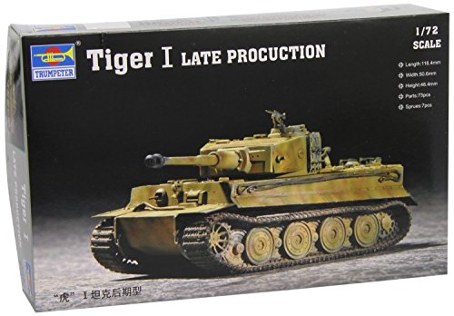 Trumpeter 07244 German Tiger I Late Production WWII Tank 1/72 Scale Model Kit