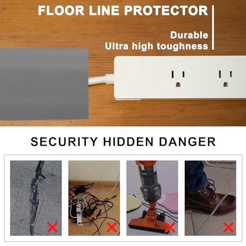 Image of 6.5Ft Floor Cord Cover Gray Silicone Cable Protector Easy to Install Wire Organizer and Hider for Home, Office, Garage (Gray-2m)