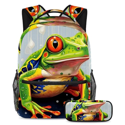 Sac à dos grenouille multicolore (lot de 2) pour l'école et les voyages des élèves