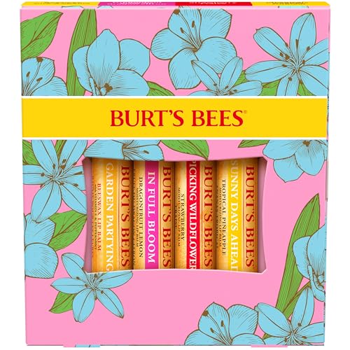 Burt's Bees Set de regalo de bálsamo labial, cera de abejas, fresa, piña tropical, pitahaya y...
