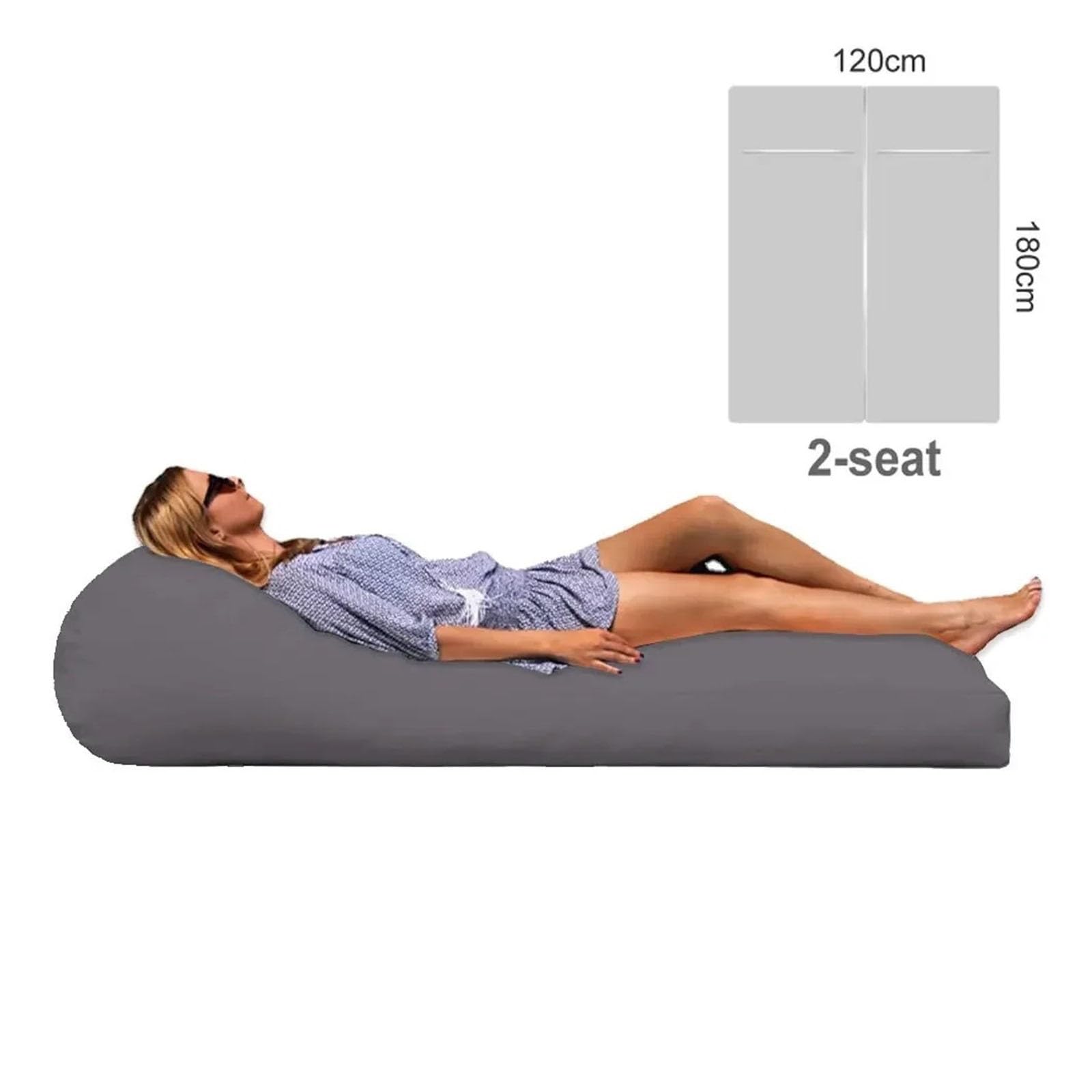 Copertura for lettino a sacco for piscina all'aperto a 2 posti, copertura for lettino da giardino, pouf da spiaggia(Dark grey)
