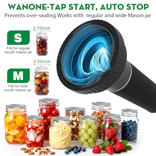Image of 3-in-1 Vacuum Sealer for Food Compatible with Vacuum Bag, Mason Jar, Wine Bottle, Handheld Saver Compact Vacuum Sealer Machine (Vacuum Sealer(Black)+Bags+Mason Jar Lids+Stopper)