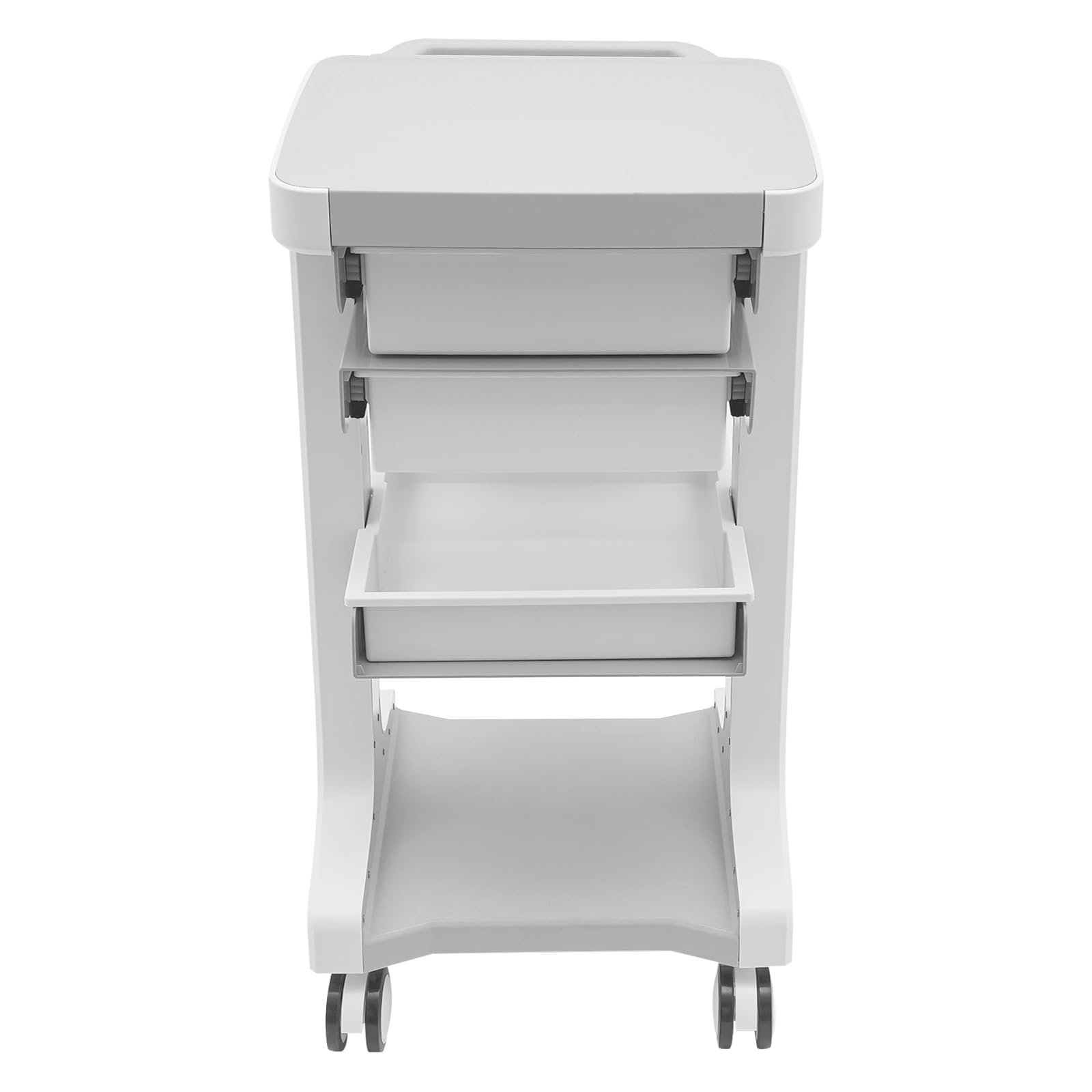 OUKANING Medizinischer Wagen mit 2 Schublade 41x41x67cm Gerätewagen Arbeitswagen 50kg Beauty Salon Trolley mit Ablagefach Salonwagen Kosmetikwagen 4 Universal Rädern Friseur Rollwagen (Grau)