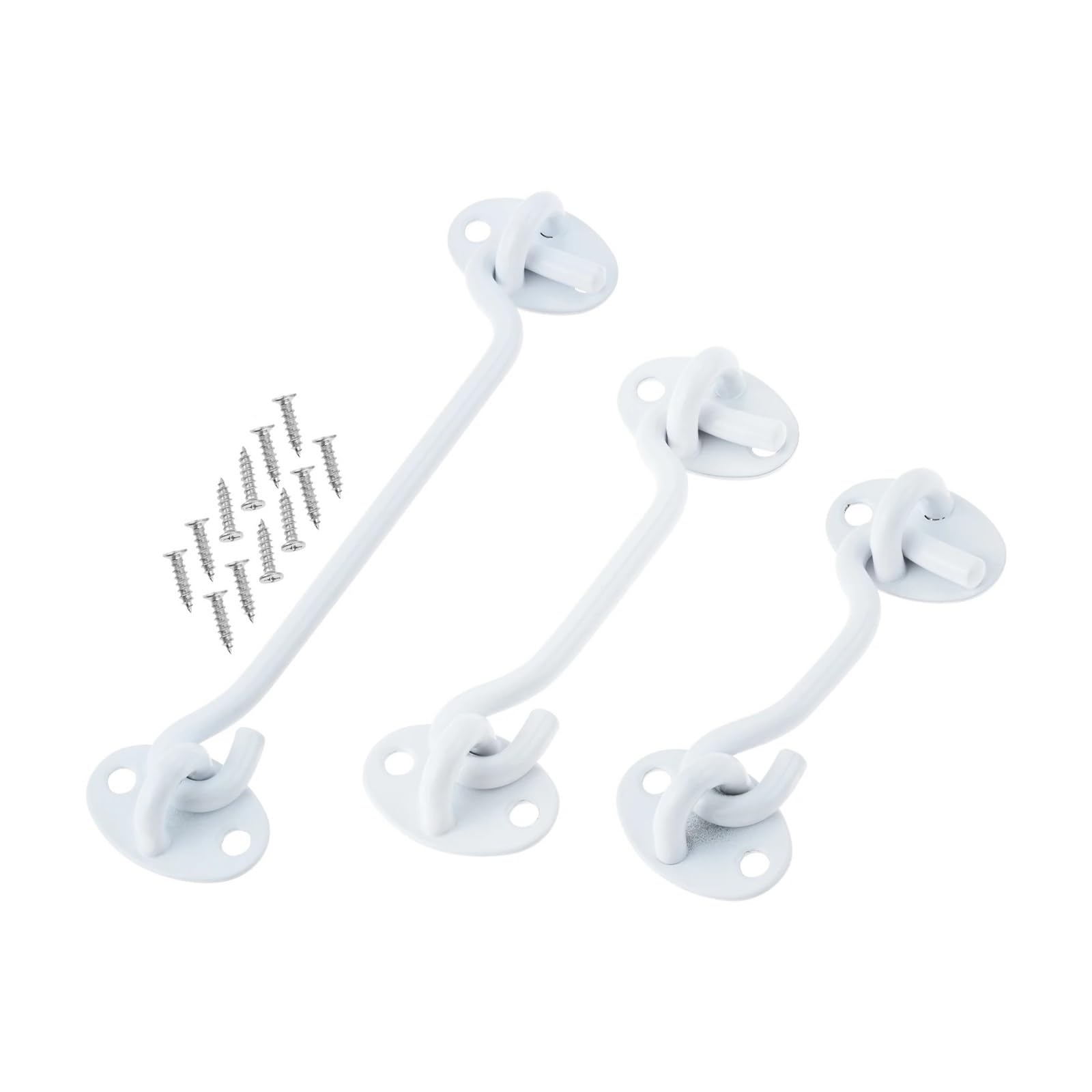 Zntihz One Color 4Pcs 3/4/6 Inch Barn Door Lock Stainless Steel Cabin Hook Eye Latch Gate Swivel Window W/Mounting Screws White For Wooden Doors,Windows(6Inch)