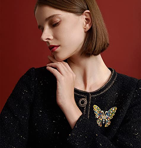 Image of Variety Styles Butterfly Brooch - Multi-Color Rhinestone Crystal Brooch Pin Cute Butterfly Shape Corsages Brooches Decoration Gift for Women