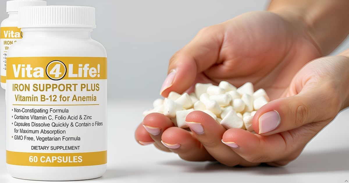 Iron Supplement for Daily Support | Formulated for Absorption | Gentle on Stomach | No Fillers | with Vitamin C & B12 | Easy to Take Capsules