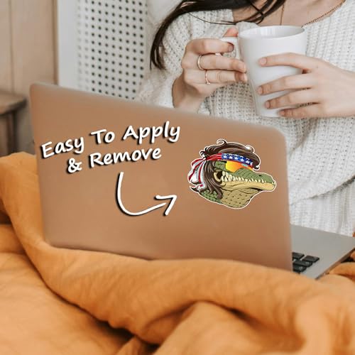 Image of eDesign 2-Pack Alligator Mullet Decal Vinyl - 4 Inches - Patriotic Alligator Mullet Sticker for Car Truck Van Window Bumper Laptop Tablet Cup Tumbler Water Bottle and Any Smooth Surface