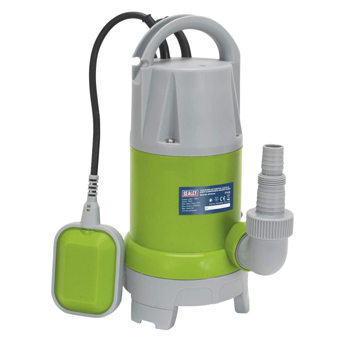 Sealey Wpcd215 Submersible Clean & Dirty Water Pump Automatic 217Ltr/Min 230V