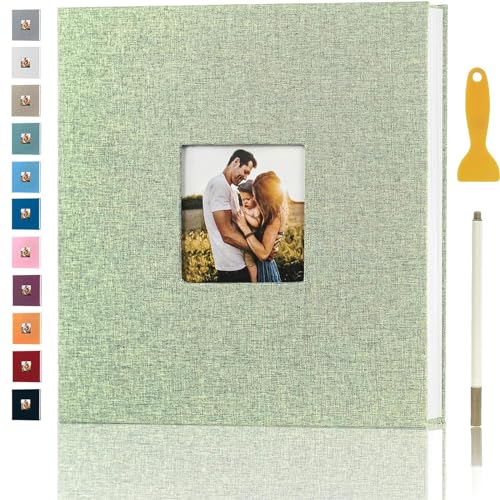 Photo Album Self Adhesive Pages Scrapbook, 11x10.6 GrassGreen 40 Pages