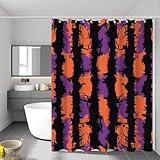 3D Tende Doccia Strisce Astratte Tendina Da Doccia Antimuffa Viola Scuro Street Art Impermeabile Lavabile Grande Tessuto Poliestere Tende Per Vasca Da Bagno 120X180Cm Con Ganci