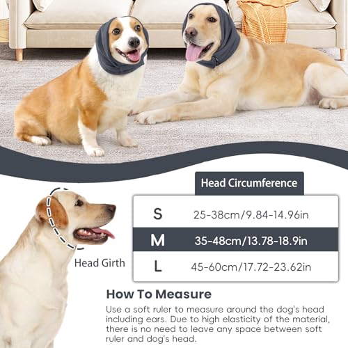 Image of Dog Calm Hoodie, No Shake Ear Wraps for Dogs, Quiet Dog Ear Cover Noise Protection, Pet Ear Muffs Dog Ear Protector Head Wrap Cover for Anxiety Relief, Hematoma, Grooming, Firework, Thunderstorms,L
