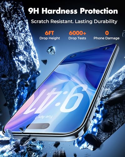 Image of UNBREAKcable 2-Pack Screen Protector for iPhone 17 Air Tempered Glass | Military Grade Shatterproof, 9H+ Hardness, 99.99% HD Clear, Bubble-Free, Easy Installation Frame, for iPhone Air