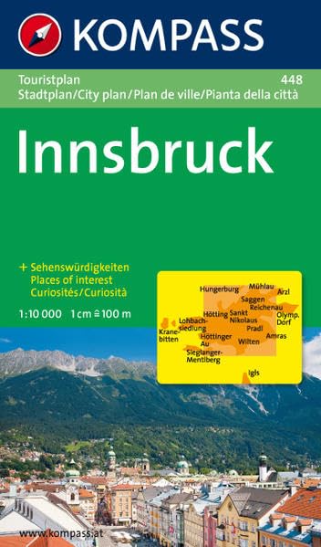 Innsbruck: Touristplan mit Sehenswürdigkeiten. 1:10000 (KOMPASS Stadtplan, Band 448)