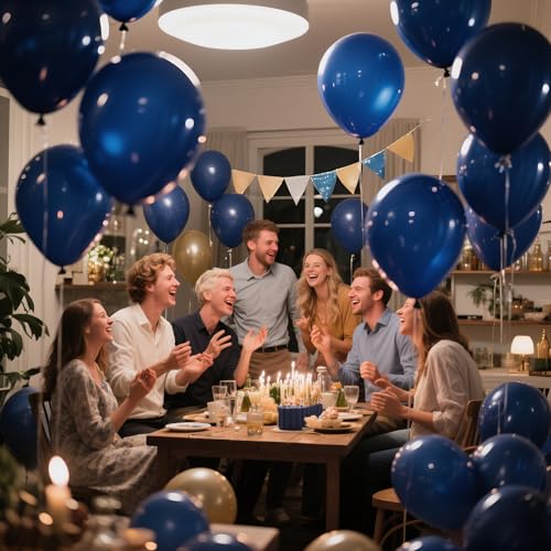 Image of Navy Blue Balloon 110pcs, 12 Inch Thickened Latex Party Balloons Helium Bright Color for Birthday Baby Shower Wedding Party Supplies Arch Garland Decoration