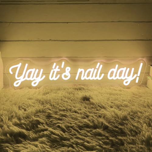 Image of Yay It's Nail Day Neon Sign for Wall Decor 16.5x6.3In | Dimmable Neon Sign for Home Shop Spa Beauty Nails Cosmetic Salon Wall Decor,Nail Room Decor Acessory,USB Powered