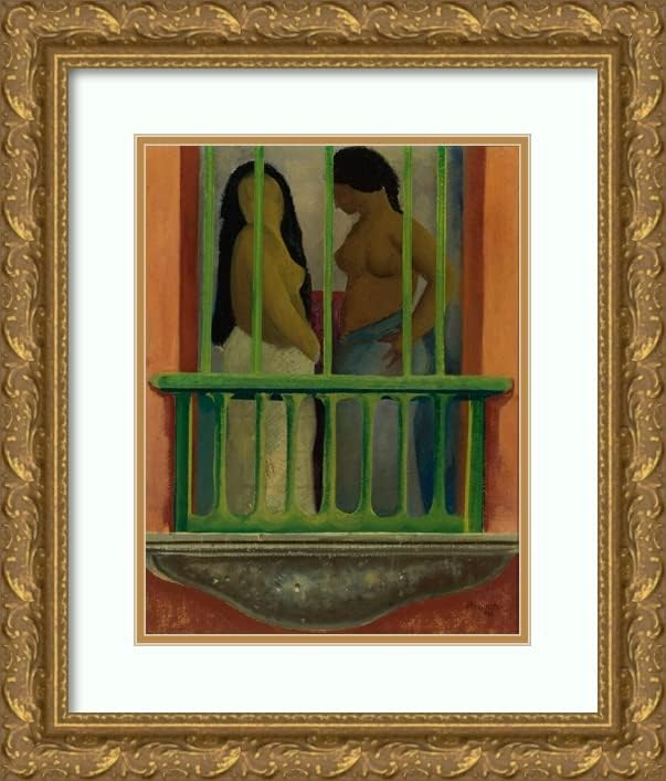 ArtDirect Fermín Revueltas 15x18 Gold Ornate Frame and Double Matted Museum Art Print Titled - Women on The Balcony (1929)