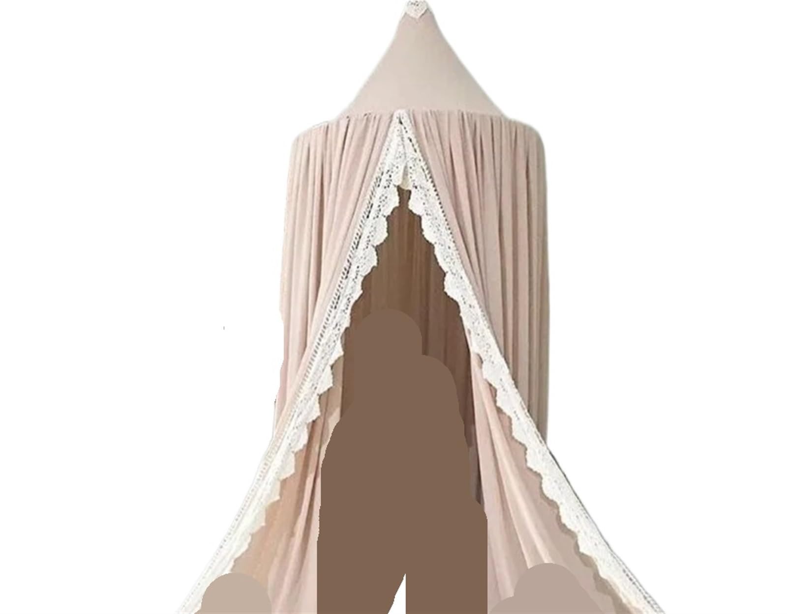 LSNNMU Lace Shading Bed Canopy Hanging Dome Curtain Princess Play Tent For Room Decoration For Bed(Light Orange)