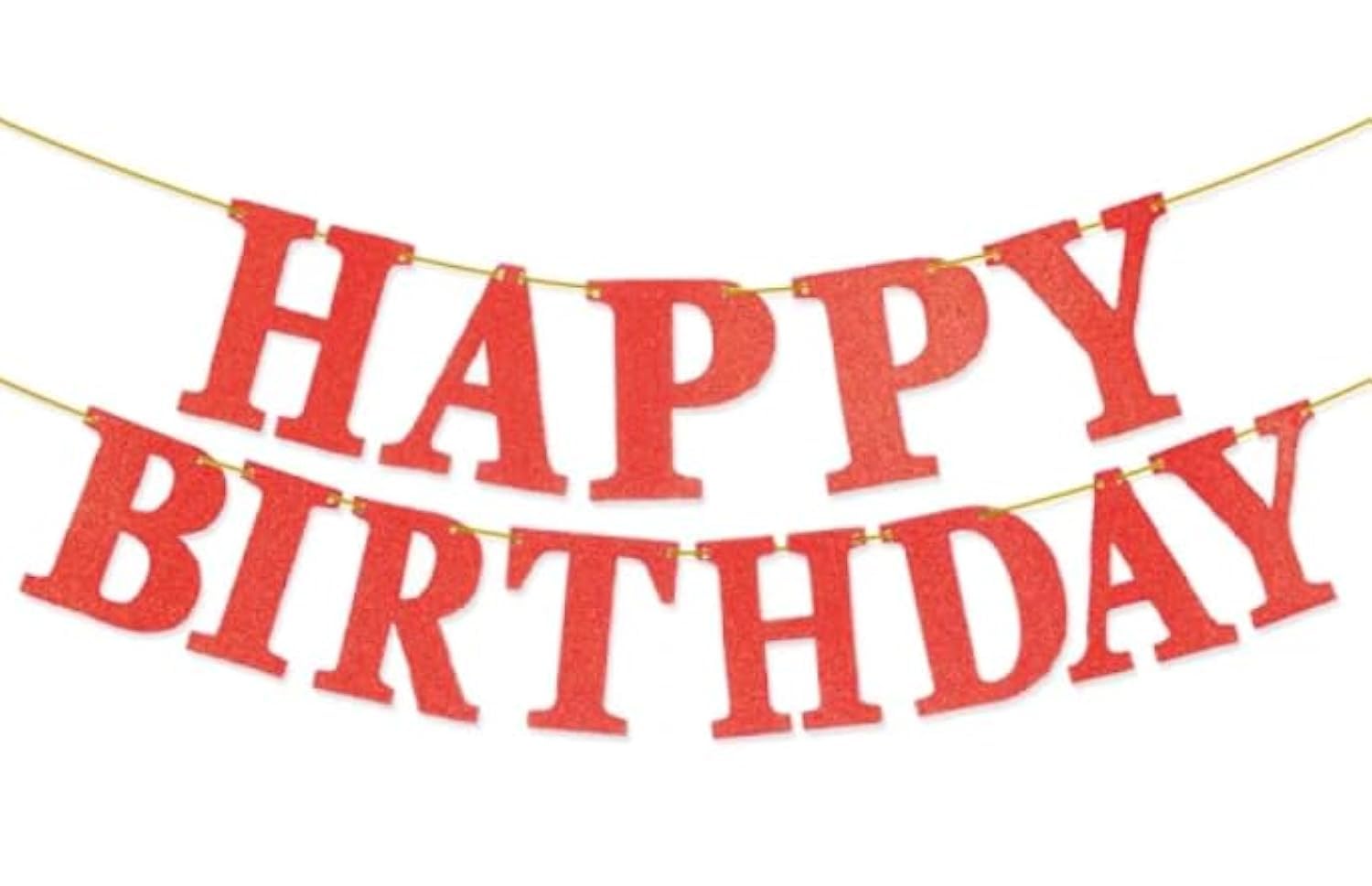 Goldedge Shimmery Glitter Red Happy Birthday Banner - Perfect for Birthday Party Decorations