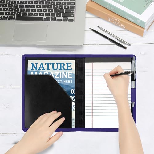 Image of Padfolio /Portfolio Binder, Mini Padfolio Portfolio Binder 5 x 8 Legal Writing Pad, A5 Document Organizer Folder for Men Women. Dark Purple.