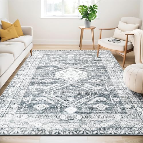 WONGS BEDDING Alfombra para salón, 140 x 200 cm, alfombra para dormitorio, estilo vintage, de pelo corto, antideslizante,...