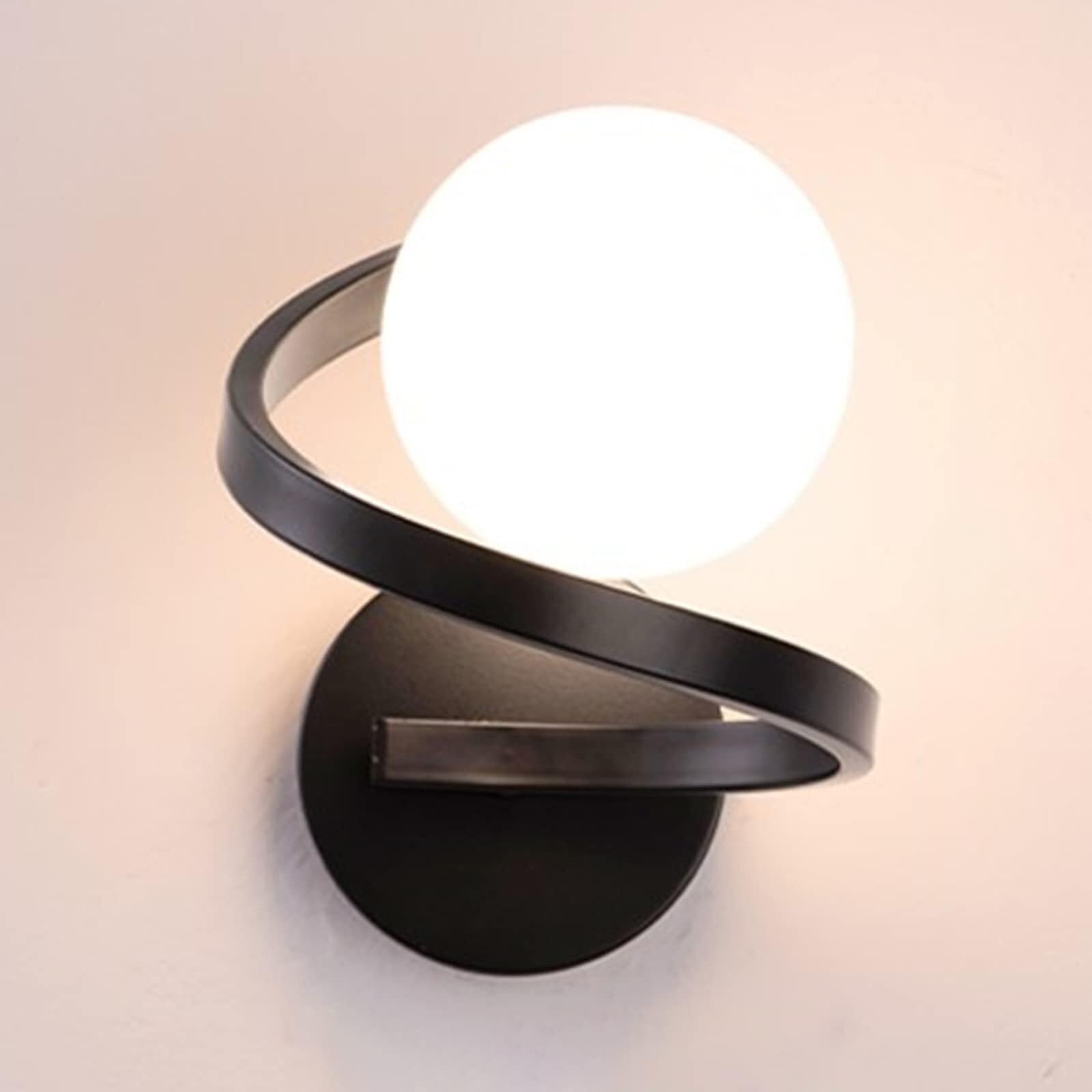 BJKYTMLM 7W LED Wall Lamps, Nordic Modern Wall Sconce for Bedroom Bedside Decor Indoor Glass Shade Metal Lighting,Black(70R)