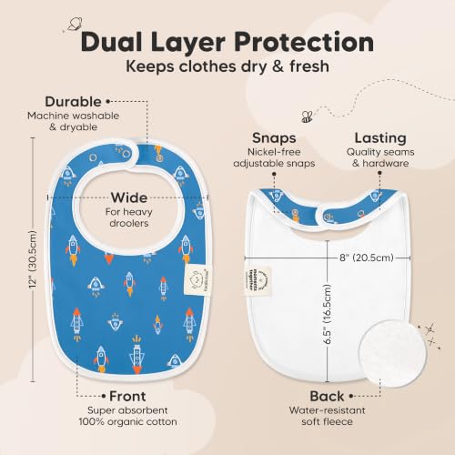 Image of KeaBabies 8-Pack Organic Baby Bibs for Drooling and Teething (Cosmo) | Soft Cotton Bibs for Baby Girl, Boy, Extra Absorbent, Easy to Clean & Put On, Toddler, Newborn, Infant 0-24 Months