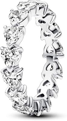 Pandora Timeless Hearts sterling silver ring with clear cubic zirconia