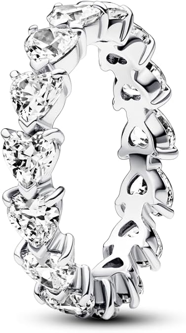 Pandora Timeless Hearts sterling silver ring with clear cubic zirconia