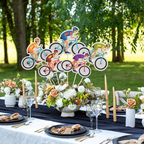 Image of Bicycle Centerpiece Sticks, Adult Birthday Table Toppers,Bike Theme Birthday Party Decorations, Bicycle Racing Party Supplies.Set of 15
