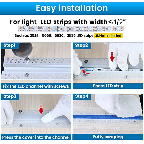 Muzata Canal LED empotrable 5 unidades 1M miniatura 6