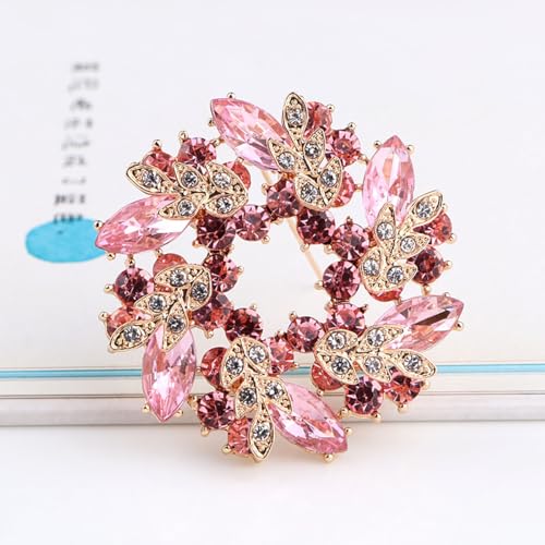 Image of Rhinestone Flower Brooch for Women Crystal Wreath Brooch Pin Stylish Big Flower Brooch Rhinestone Crystal Bauhinia Flower Wreath Brooch Elegant Clothing Hat Bag Accessories Christmas Wedding Bridal Birthday Jewelry