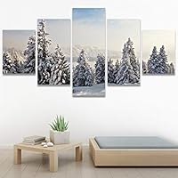 SIGNWIN 5 Panel Canvas Wall Art Modern Art Forest Multicolor Photography Relax/Calm Romantics Scenic for Home Decorations Ready to Hang - 60