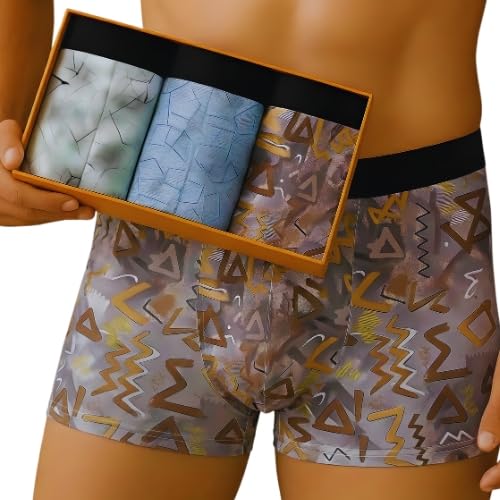 MOKICHI Men's Boxer Briefs Underwear 3 Pack, Soft Stretch Breathable Trunks with Comfort Waistband, Printed Geometric Design, Lightweight Everyday Underwear-picture-25
