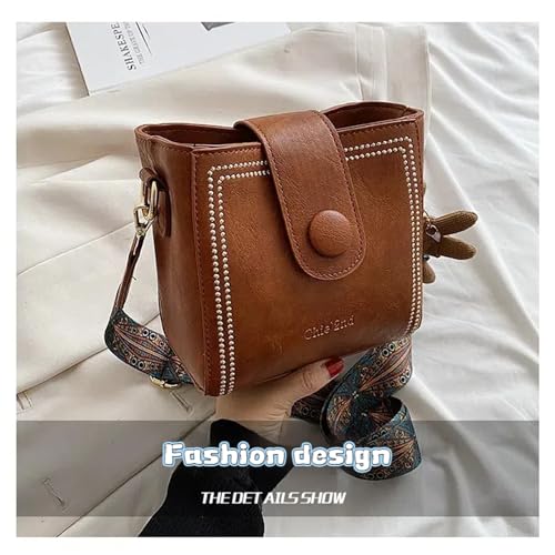 Bootara Bucket Bag, Vintage Fashion Small Water Bucket Bag With Adjustable Shoulder Strap, Cute Rabbit Pendant4