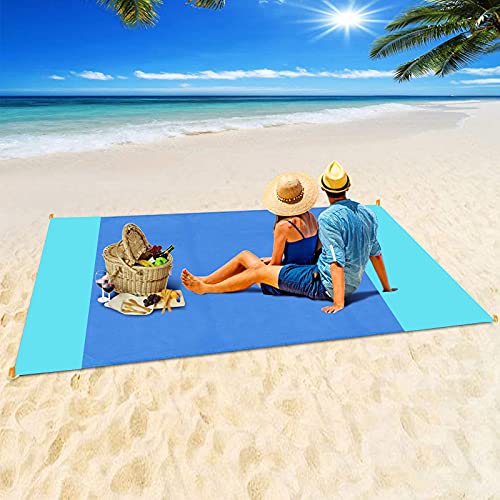 Couverture de plage surdimensionnée - Sans sable - 200,7 x 210,8 cm - Convient pour 4 à 7 adultes - Couverture de pique-nique imperméable et légère pour voyage, camping, randonnée