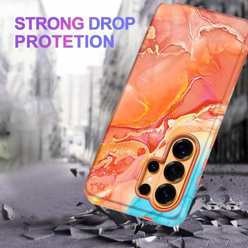 Casetego for Galaxy S26 Ultra Case,Compatible with MagSafe,[Military Grade Drop Test] Full Body Protection Slim Shockproof Rugged Marble Women Case for Samsung Galaxy S26 Ultra 5G 6.9 inch,Gold/Orange - image 6