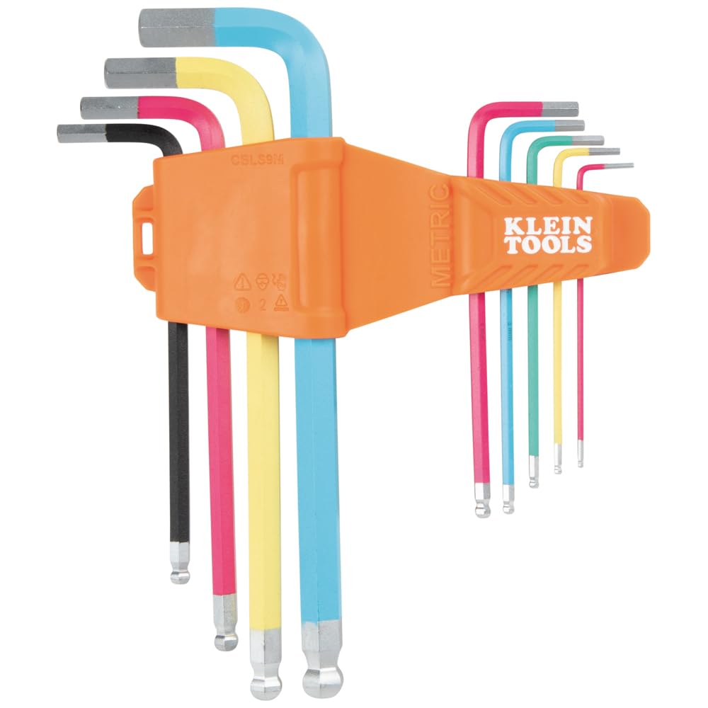 Klein Tools CBLS9M Metric Hex Key Caddy Set, Long Ball-End, 1.5 mm