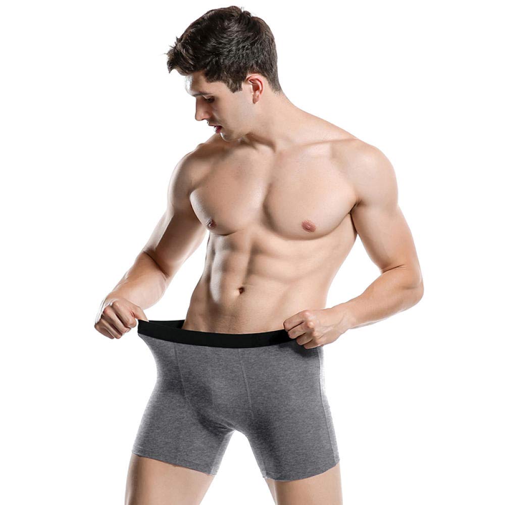 BLOMDE Calzoncillos Masculinos Algodón Piernas largas Hombres Boxers Ropa Interior Soft Boxer (Pack de 6)-Gris 5pcs_S
