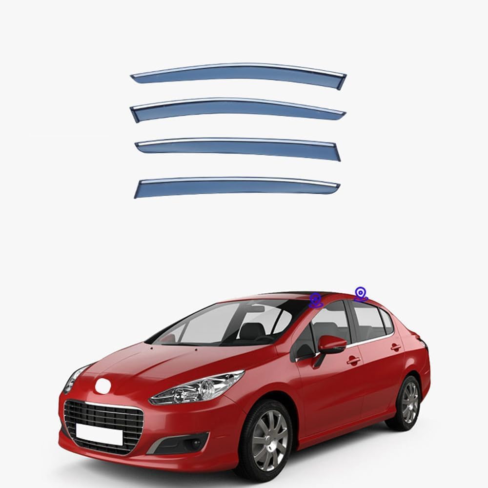 Déflecteur de fenêtre latérale anti-pluie pour Peugeot 308 MK1 2007-2015, visière d'air de voiture