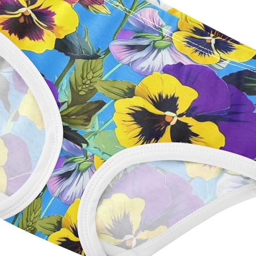 Cotton Toddler Girls Underwear Purple Yellow Pansy Flowers Blue Cute Panties Girl Print Kids Undies Briefs 2t4