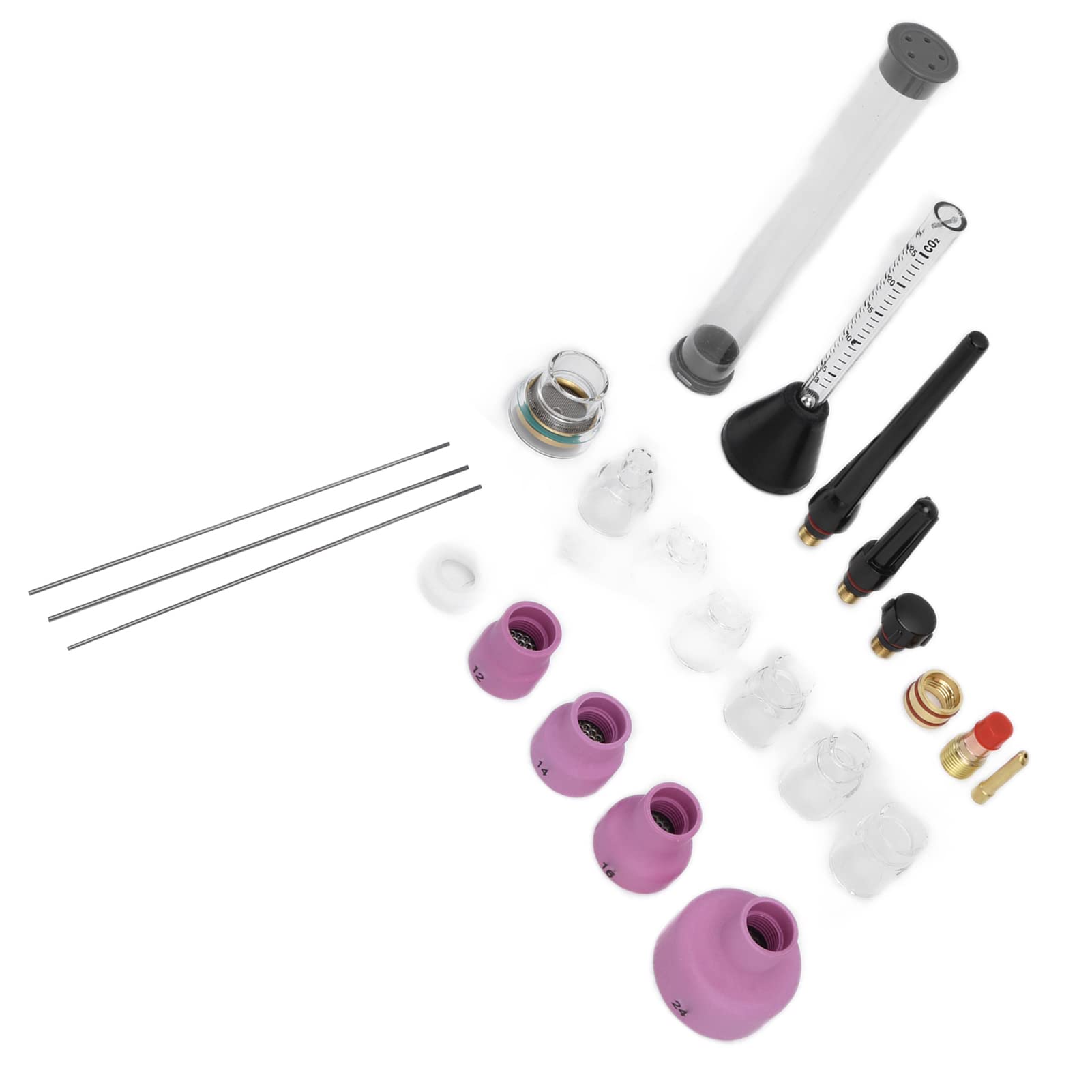 Kit de boquilla de soldadura de de argón, medidor de flujo de Gas duradero de cerámica, aguja de tungsteno WP-17/18/26 azul