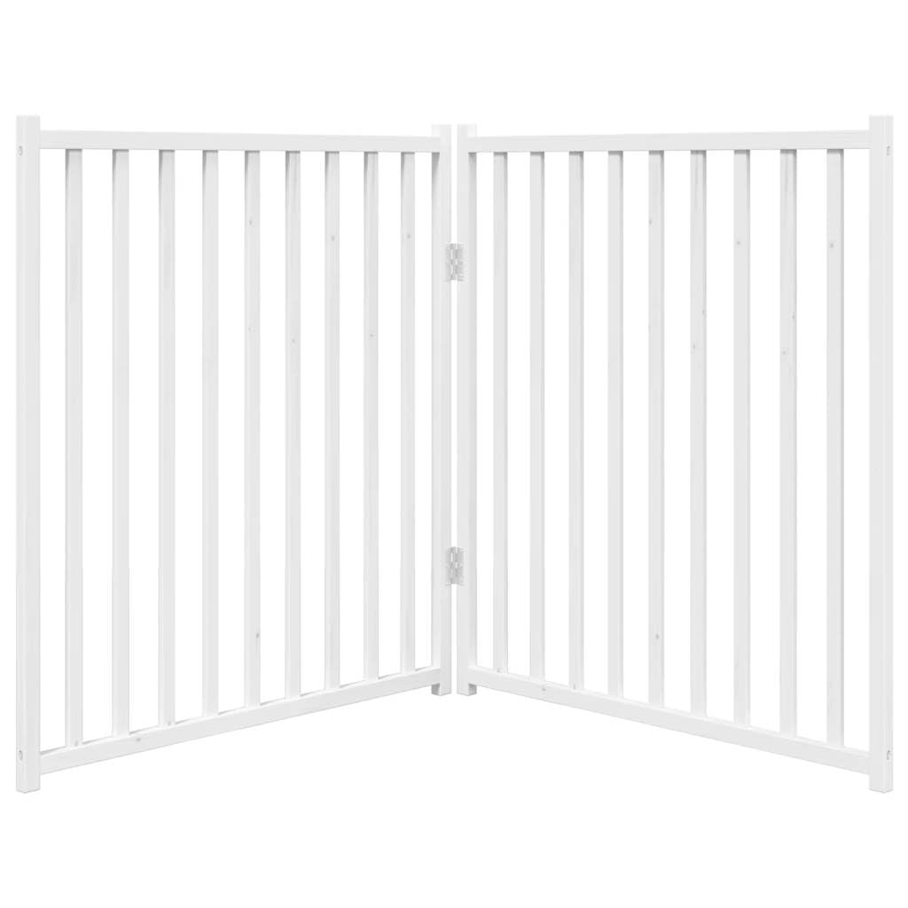 Portail pliable en 2 parties pour chien - En bois massif - Blanc - 160 cm - Grille pare-chien à monter sans perçage - Portail pour chien avec peinture à l'eau