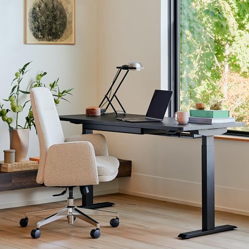 Image of Branch Softside Mid Century Modern Office Chair | Removable Arms with Luxury Cloud-Like Comfort, Adjustable Height, Integrated Lumbar Support, Boucle Fabric, Ivory